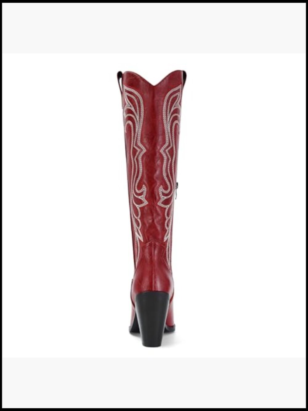 Women's Pointed Toe Chunky Heel Knee High Cowgirl Boots with Embroidery and - Picture 6 of 7